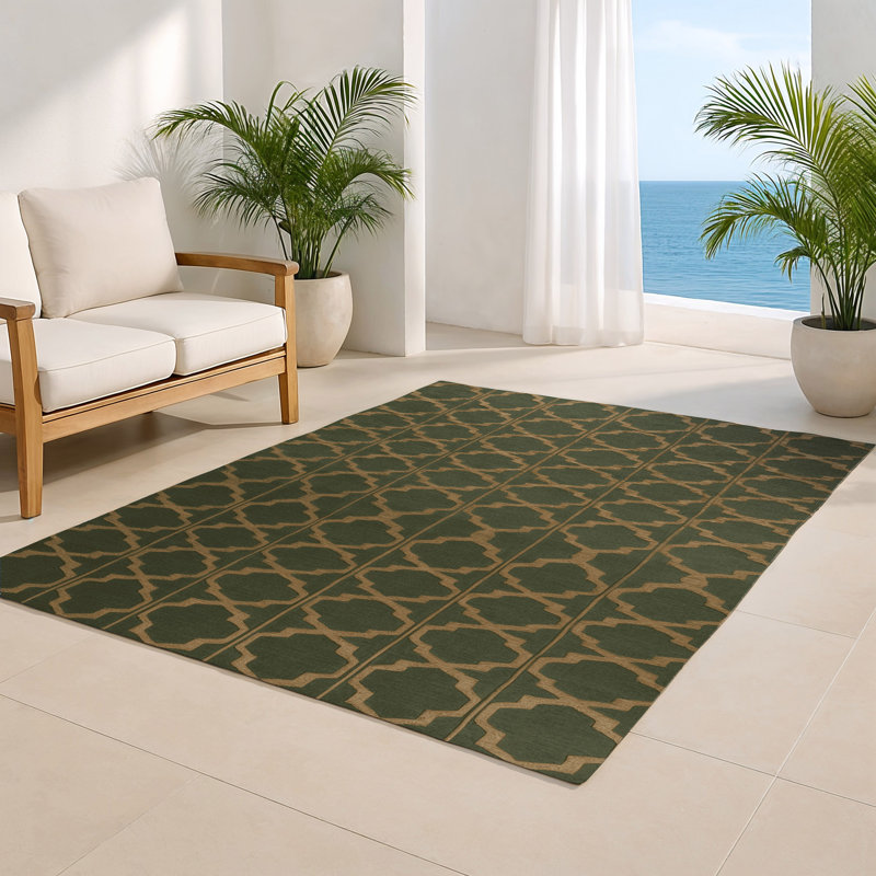 Tapis brun intérieur et extérieur Trellis, Rectangulaire 8 pi x 10 pi