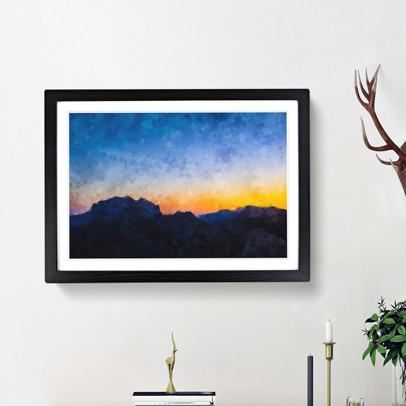 Mountain Range in Spain - Picture Frame Painting Print, 24cm H x 33cm W x 2cm D, Black Framed
