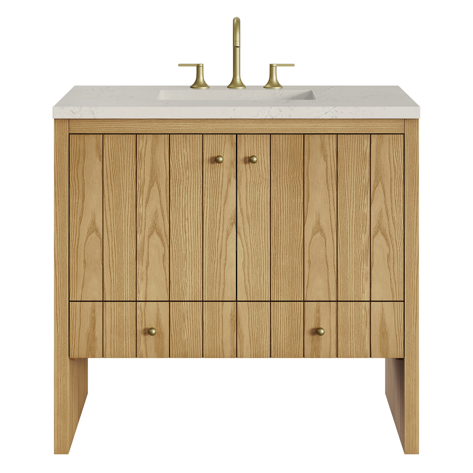 Hudson 36'' Single Bathroom Vanity, 8" Widespread, Light Natural Oak, Siberian