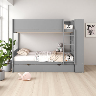 Lit superposé avec 2 tiroirs et armoire à couches multiples