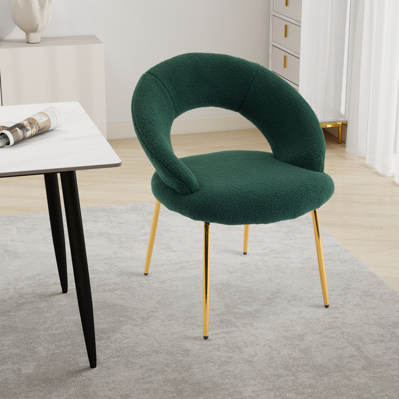Chaise de salle à manger rembourrée, Velours vert
