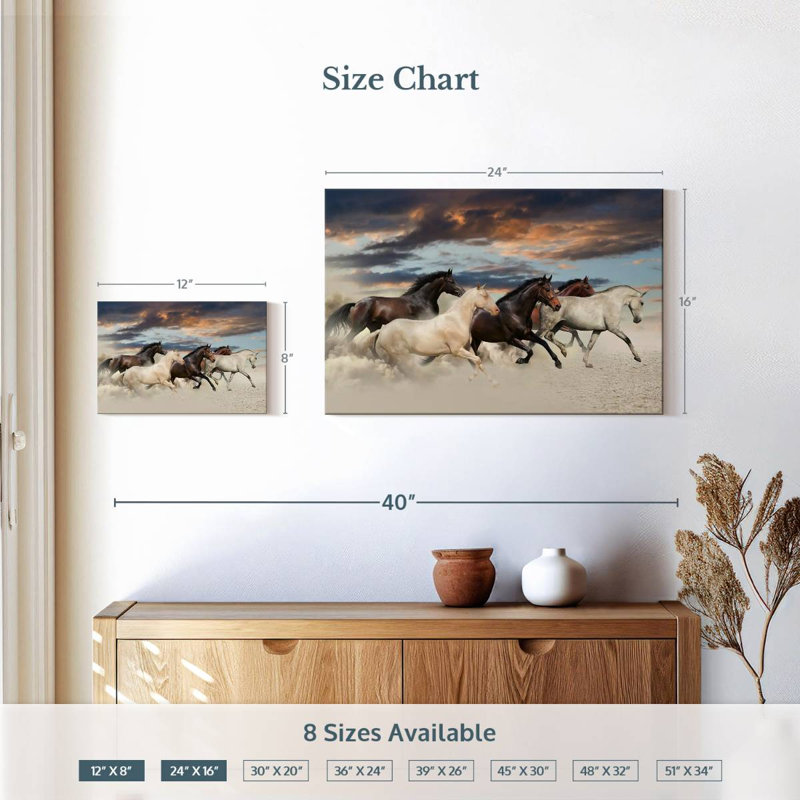 Galloping Desert Horses, 16" H x 24" W