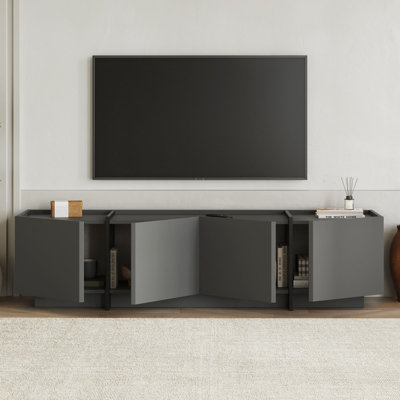 Modern TV Stand with Soft-Close Hinges, Anthracite & Black, 70.9 x 18.1 x 13.8 inches | 100% Melamine Coated Particle Board, Thickness: 0.7 inches | Stylish & Functional Design for Living Room & Entertainment Areas
