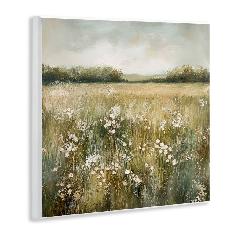 Plaque murale neutre champ de fleurs, design par Petal Prints Design