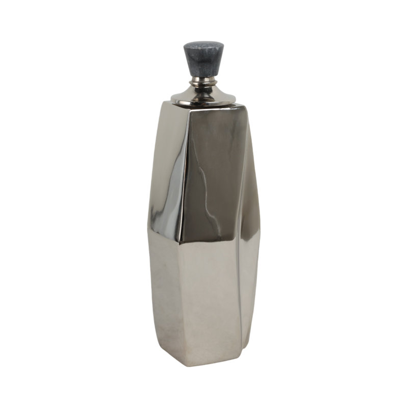 Bouteille argentée Osibodu, H 17 po x l 7 po x P 7 po