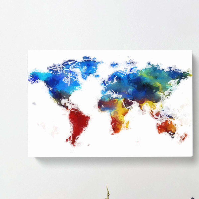 Abstract Map of the World - Wrapped Canvas, 35cm H x 50cm W x 3cm D