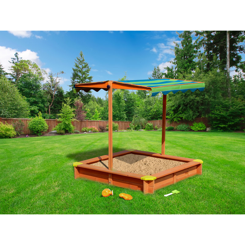 AXI 118cm x 118cm Solid Wood Square Sandbox with Cover