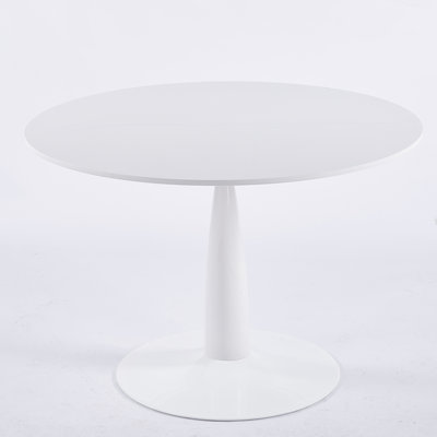 Round Tulip Dining Table For 2-4 Persons, 42. Inch  Kitchen Table With Sturdy Golden Metal Pedestal Base, Modern Bistro Table For Space, Apartment, Cafe, Office, Living Room (White)