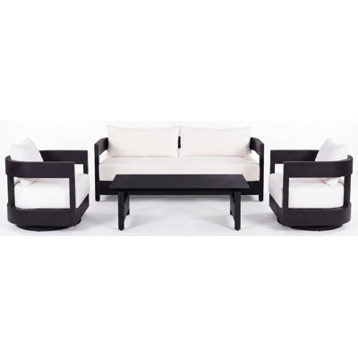 Ensemble 2 chaises de patio pivotantes + canapé de patio + table basse Marckese