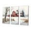 Calm Red Barn In Winter III - 3 pièces sur toile-87913387-87913388