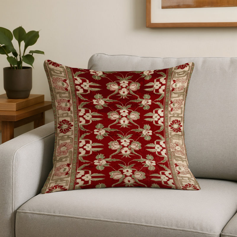Coussin décoratif intérieur et extérieur ArtDeco, Carré 16 po, Brun géométrique 49