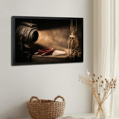 Art mural sur toile noir encadré pour le salon, la chambre à coucher, le bureau ou le vestibule - décoration murale décorative rétro industrielle