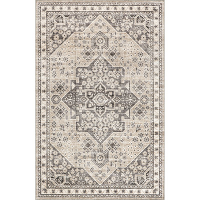 Eira Medallion SplashGuard Machine Washable Area Rug