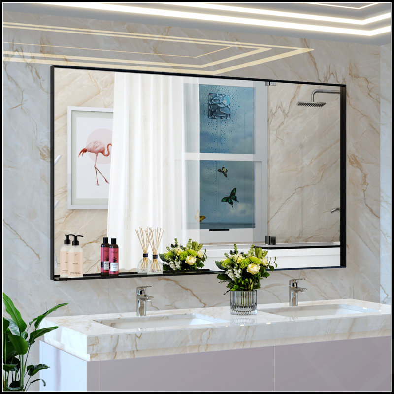 Miroir de salle de bain rectangulaire surdimensionné avec cadre en aluminium pour un montage mural polyvalent dans plusieurs pièces
