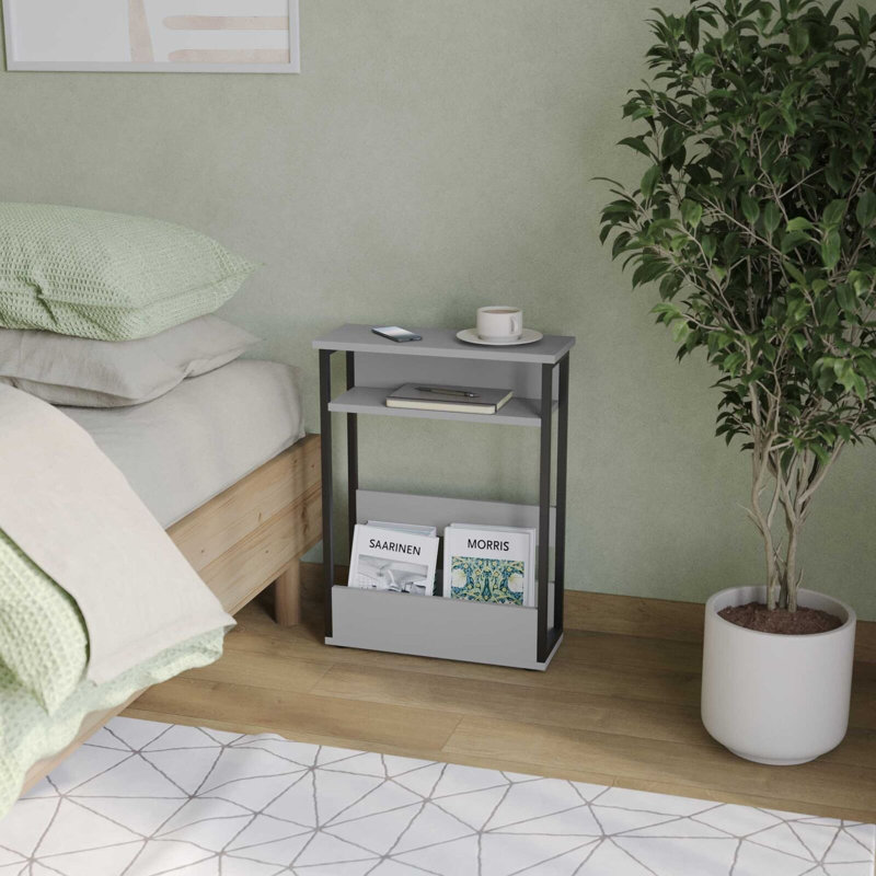 Ancika Solid Wood End Table, Grey