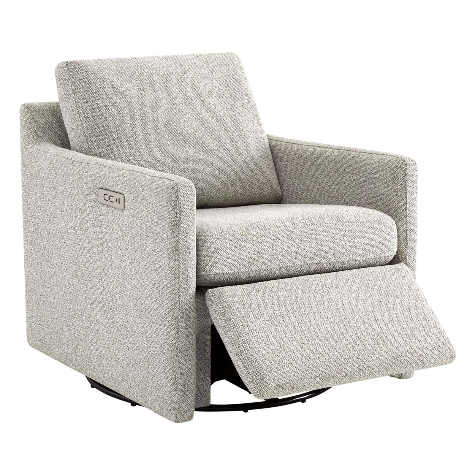 Elvia 30" Swivel Power Recliner, Grey Performance Textured Weave