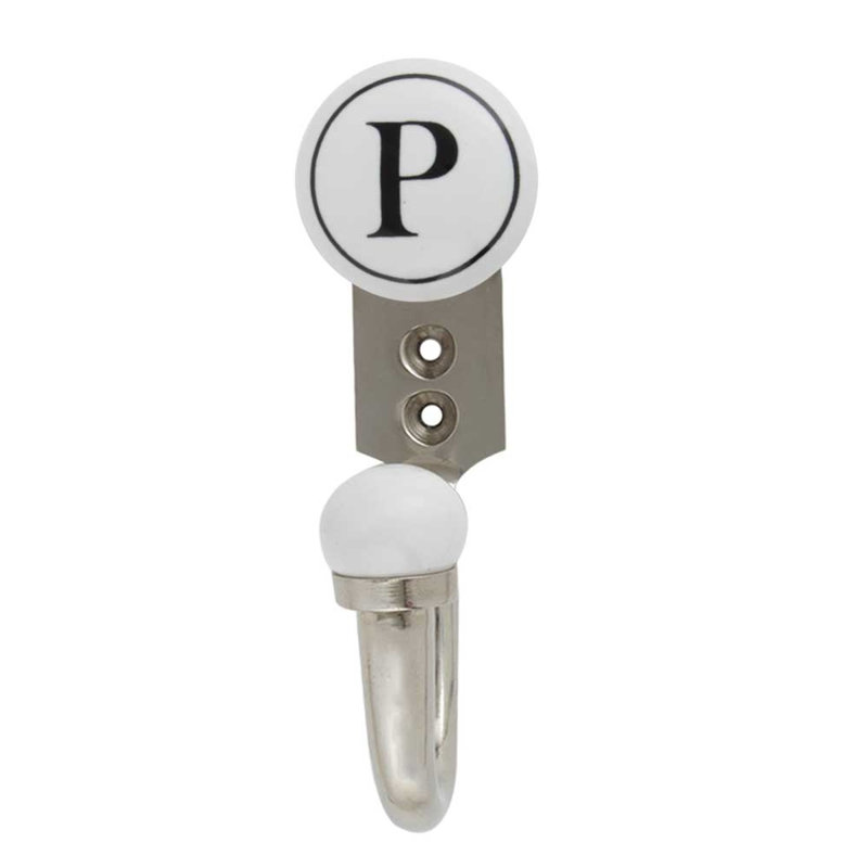 Letter P Ceramic Wall Hook