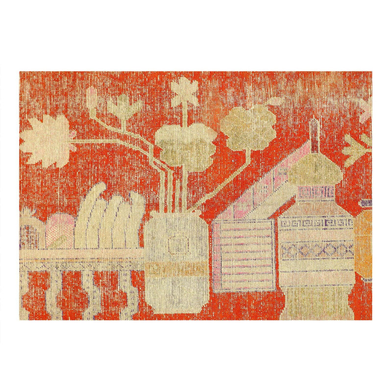 5'X8' Floral Area Rug in Rust