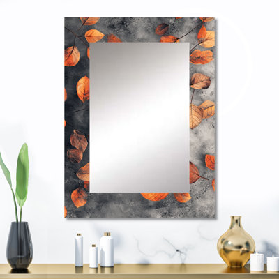 Orange Autumn Leaves I - Tropical Rectangular Wall Mirror
