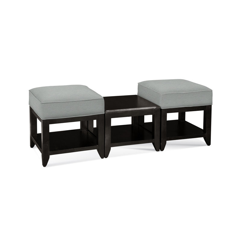 Elements Upholstered Cube Ottoman, Antique Black, Beige Performance Fabric; 0851-73