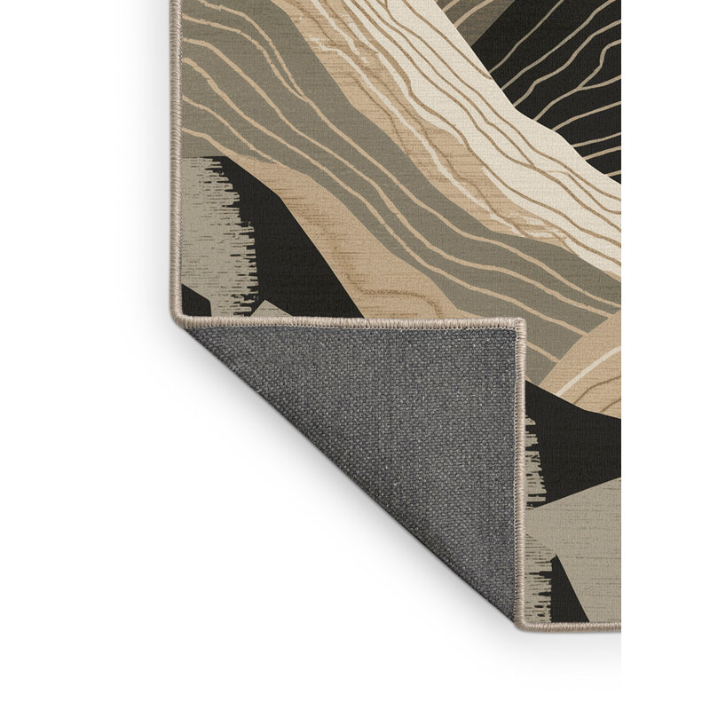 Tapis moelleux moelleux à motif abstrait brun et beige, 2 x 5