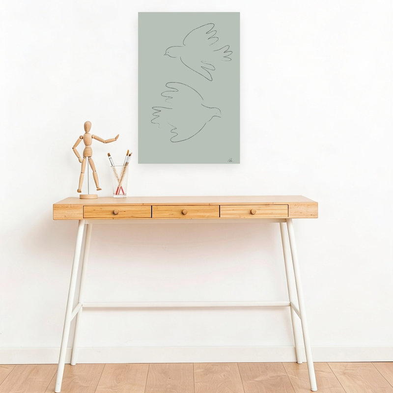 Flying Peace Doves Minimalist Bird Wall Art Print 1 Piece Wrapped Canvas Wall Art, 45.72cm H x 30.48cm W
