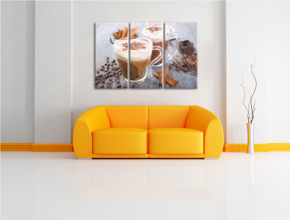 3-tlg. Leinwandbilder-Set „Milchkaffee mit Schokolade“, Kunstdruck