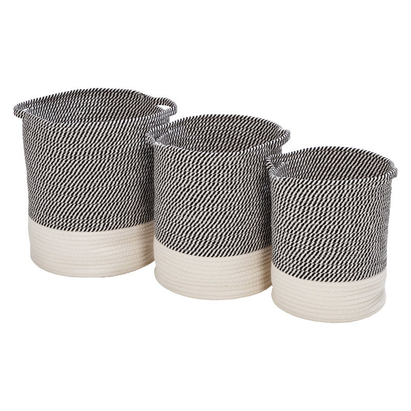 Fabric Basket With Handles - Set of 3