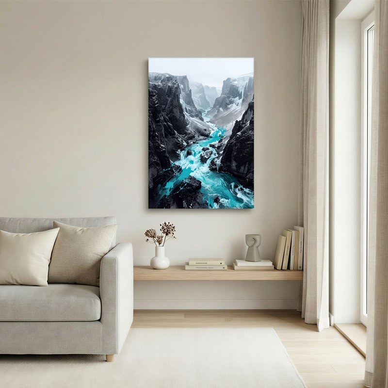 Art sur toile, "Dark Rocky Canyon", 24"H x 18"W