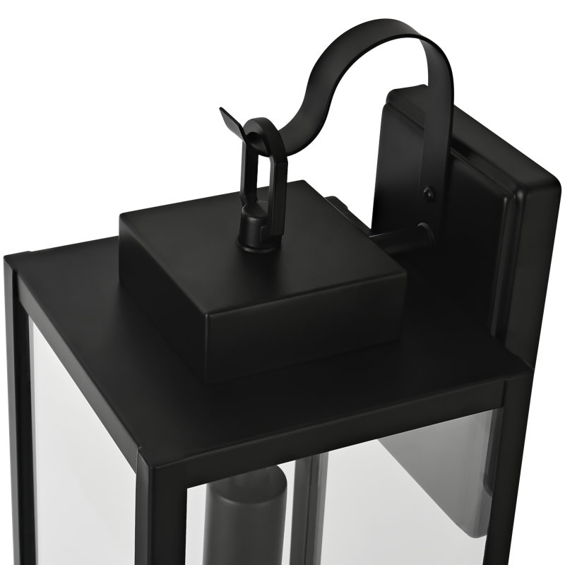 Schlesinger Outdoor Rectangular Clear Glass Shade Wall Light, 22.5" H x 7" W x 7" D, Matte Black
