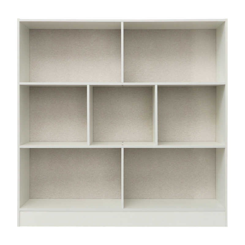 Bookcase With 7 Compartments, Rustic Display Cabinet Book Shelves For Bedroom,Living Room ,39.37(W)*9.06(D)*39.37In(H), White