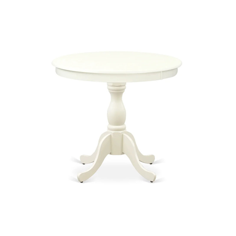 L'ensemble de salle à manger 3 pièces comprend 1 table à piédestal et 2 chaises en bois blanc avec double dossier en X - finition lin blanc