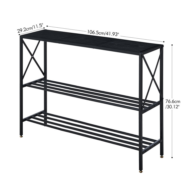 Console Table, 3 Tier Entryway Table, Hallway Table, Narrow Sofa Table With Shelves, Display Side Table, Black