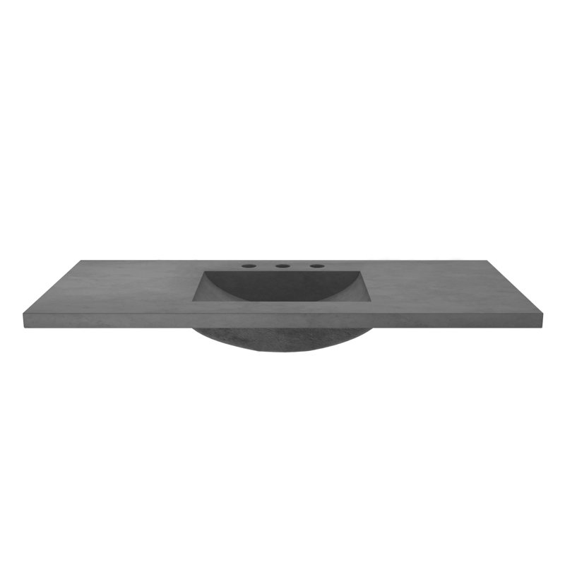 Plateau de meuble-lavabo en béton avec lavabo intégré Palomar, Ardoise, Centres de 8 po