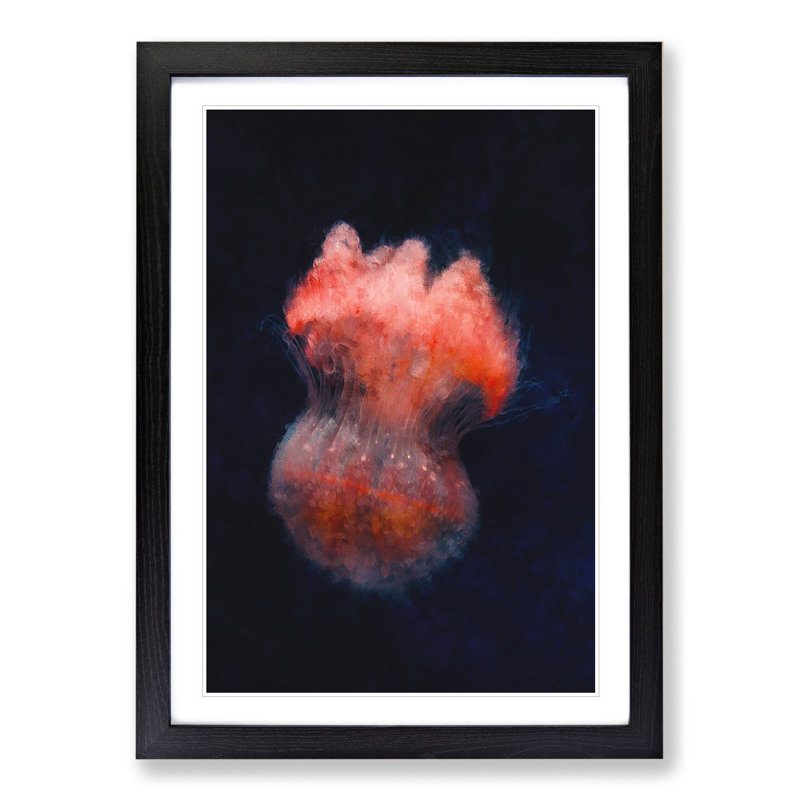 Jellyfish Vol.5 - Picture Frame Painting, Black, 48cm H x 36cm W x 2cm D