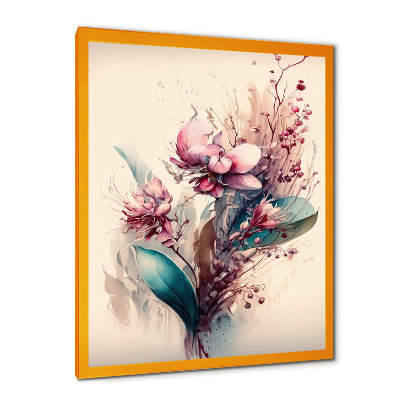 «Celina Orchid Floral Design II», reproduction sur toile, H 44 po x l 34 po x P 1,5 po, Impression dorée sur toile encadrée
