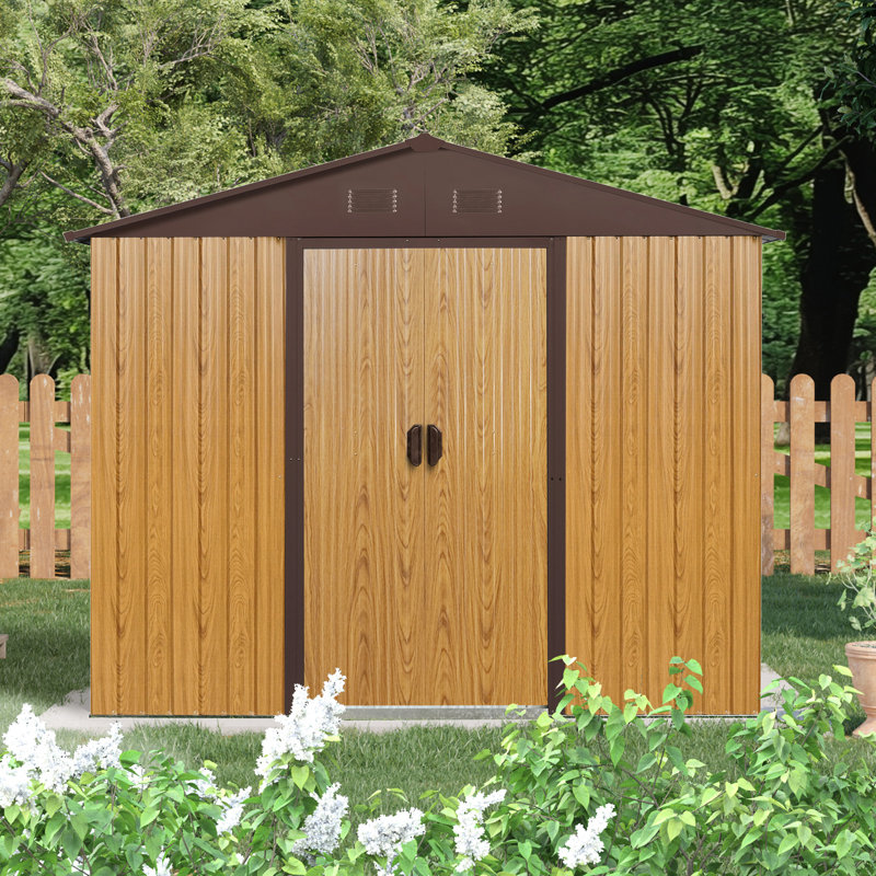 Remise de rangement en métal 8 pi x 4 pi avec circulation d'air - café pour la rouille de cour arrière - espace extérieur