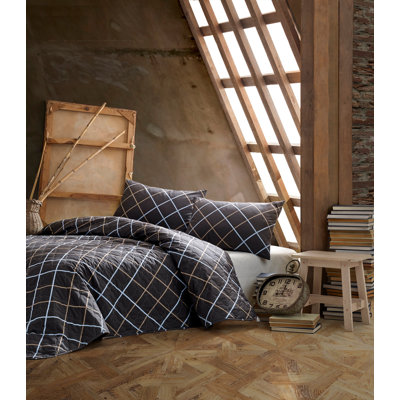 Ensemble de couvre-lit / couvre-lit 100% coton noir / blanc 2 pièces