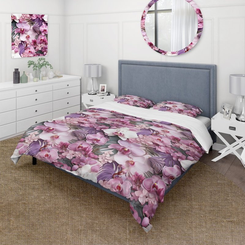 Literie Orchid Dreams, Housse de couette pour très grand lit et 2 très