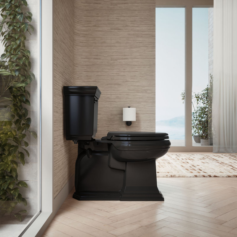 Glenbury Elongated Toilet Seat, Black, Ready Latch