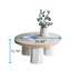  Table basse décorative avec plateau en bois brun et base en magnésium blanc 