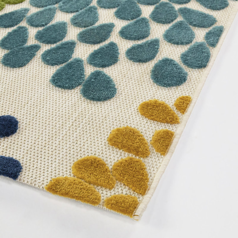 Mattoon Blue Abstract Floral Indoor/Outdoor Area Rug, Rectangle 6'7" x 8'10"
