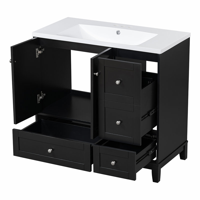 Meuble-lavabo de salle de bain avec lavabo, Noir