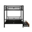 Lit superposé en métal noir avec 2 tiroirs fonctionnels - Lit convertible pleine grandeur avec espace de couchage sécuritaire, espaces de rangement spacieux
