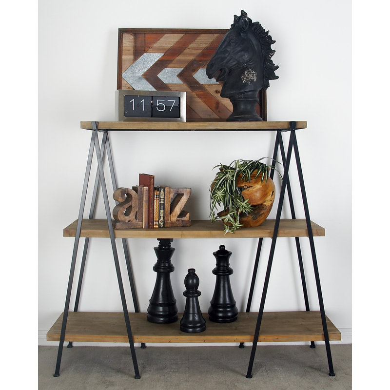 Étagère de rangement en bois brun à 3 tablettes
