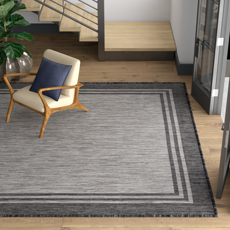 Tapis intérieur / extérieur Waikiki, Rectangle 10 pi x 13 pi 11 po, Bleu/gris