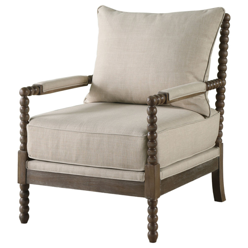Herndon Upholstered Bobbin Accent Chair Beige and Natural, Brown , Dark Beige Polyester