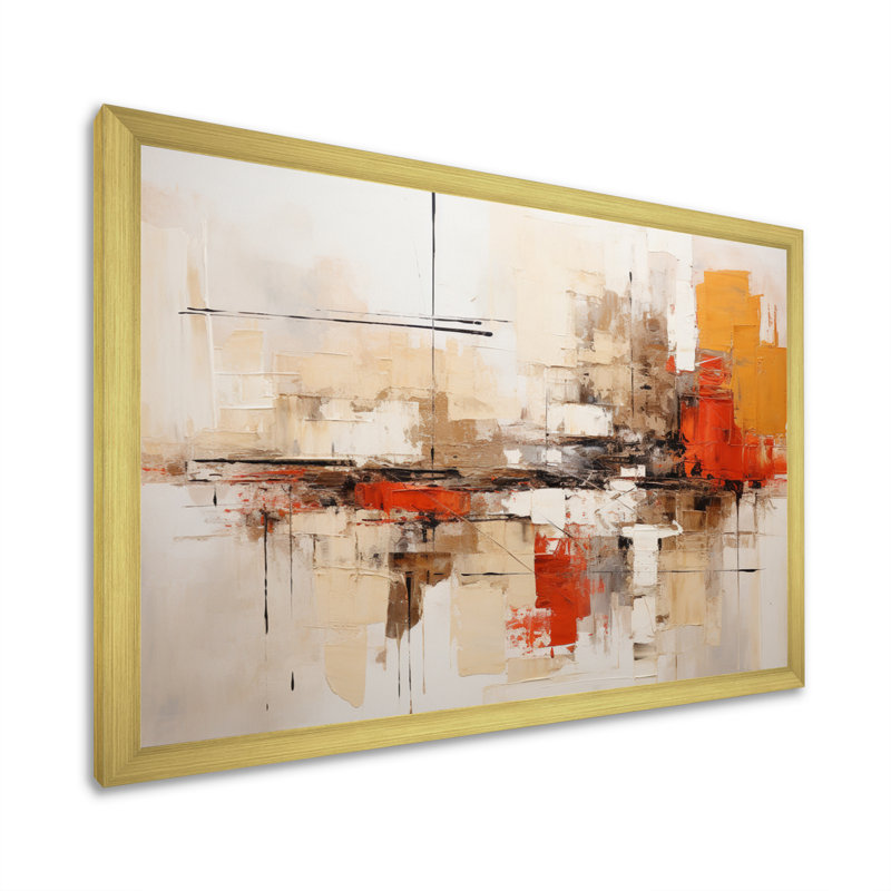 " Autumn Collages II " by Designart, Gold Single Picture Framed, 16" H x 32" W x 1" D
