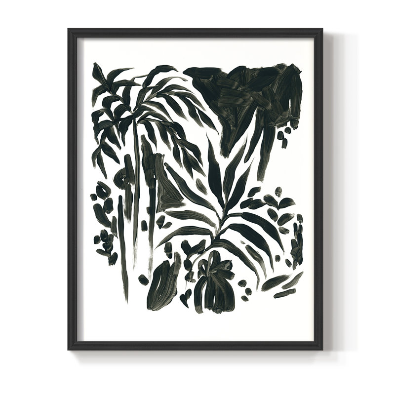 Encre Jungle II, reproduction encadrée - bois massif, H 11 po x l 9 po, Noir