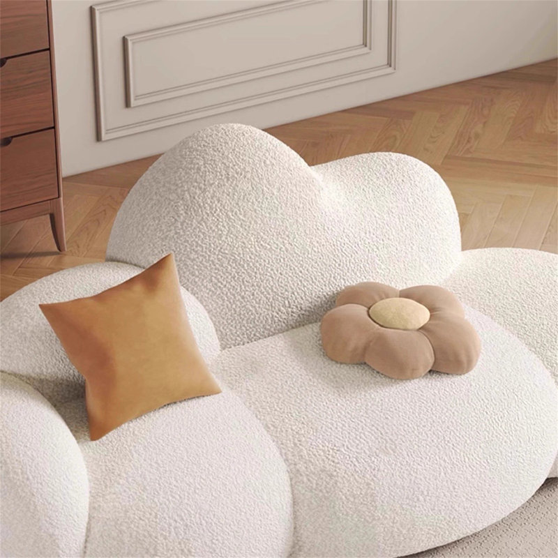 Canapé moderne en nuage crème - Canapé modulaire rembourré en velours moelleux pour le salon, la chambre à coucher ou la boutique - Conception en forme de nuage doux avec coussins amovibles